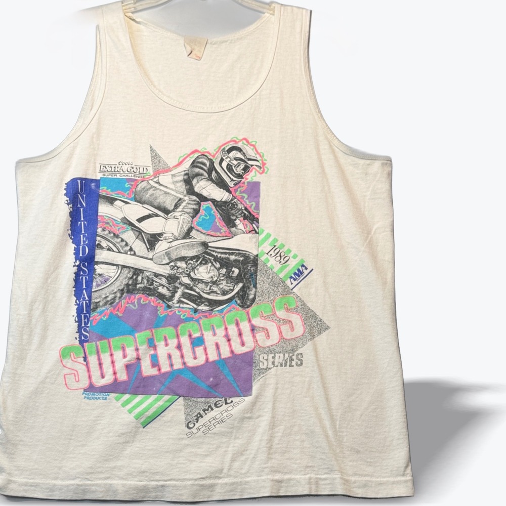 Vintage 1989 AMA Supercross Series Tank Top Mens XL Single Stitch Fruit of Loom